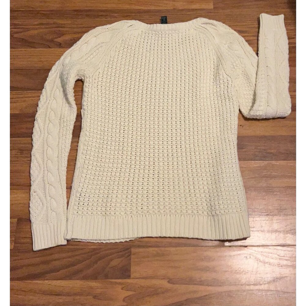 Lauren Ralph Lauren Sweater Women's Size S Cream Cable Knit Crewneck Coastal LS - Picture 2 of 9